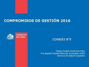COMPROMISOS DE GESTIN 2016 COMGES N 9 Marisa
