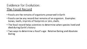 How are fossils evidence for evolution