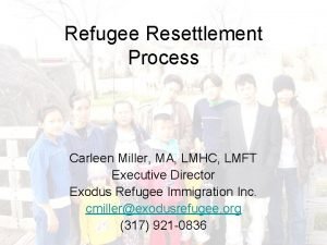 Refugee Resettlement Process Carleen Miller MA LMHC LMFT