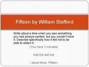 Fifteen william stafford