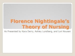 Florence nightingale nursing theory