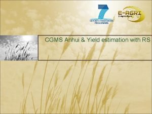 CGMS Anhui Yield estimation with RS Our work