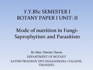 F Y BSc SEMESTER I BOTANY PAPER I