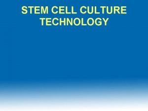 STEM CELL CULTURE TECHNOLOGY Importance of Stem Cell