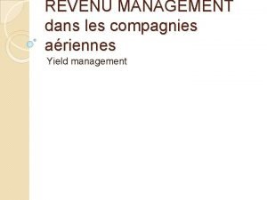 Yield management avion Yield management avion