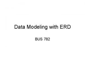 Data Modeling with ERD BUS 782 Entities An