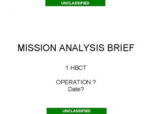 Mission analysis brief