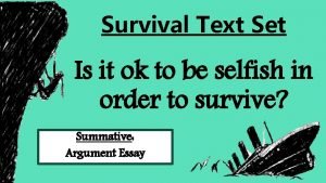 Is survival selfish by lane wallace