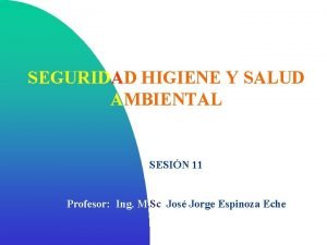 SEGURIDAD HIGIENE Y SALUD AMBIENTAL SESIN 11 Profesor