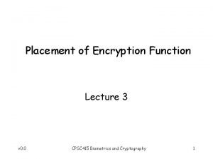 Explain about the placement of encryption function.