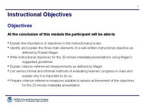 Conclusion of instructional objectives