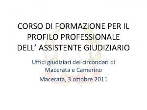 CORSO DI FORMAZIONE PER IL PROFILO PROFESSIONALE DELL