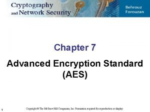 Chapter 7 Advanced Encryption Standard AES 1 Copyright
