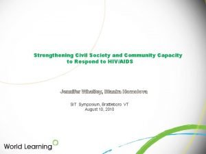 Strengthening Civil Society and Community Capacity to Respond