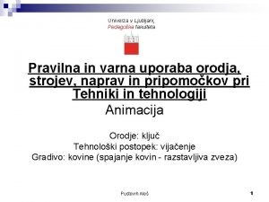 Univerza v Ljubljani Pedagoka fakulteta Pravilna in varna