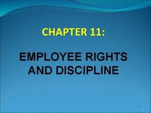 CHAPTER 11 EMPLOYEE RIGHTS AND DISCIPLINE 1 INTRODUCTION