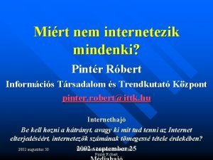 Mirt nem internetezik mindenki Pintr Rbert Informcis Trsadalom