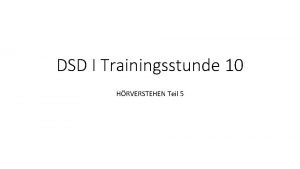 DSD I Trainingsstunde 10 HRVERSTEHEN Teil 5 Der