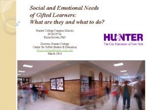 Social and Emotional Needs of Gifted Learners What
