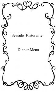 Seaside Ristorante Dinner Menu Seaside Ristorante Dinner Menu