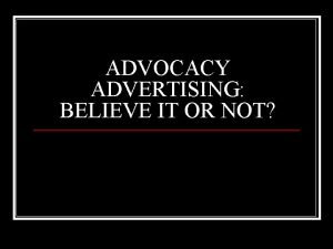 Advocacy advertising meaning
