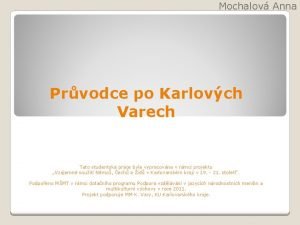 Mochalov Anna Prvodce po Karlovch Varech Tato studentsk