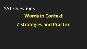 Sat words in context practice