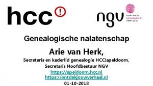 Genealogische nalatenschap Arie van Herk Secretaris en kaderlid