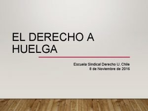 EL DERECHO A HUELGA Escuela Sindical Derecho U