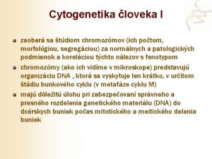 Cytogenetika loveka I zaober sa tdiom chromozmov ich