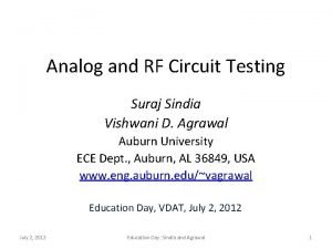 Analog and RF Circuit Testing Suraj Sindia Vishwani