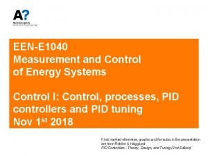 EENE 1040 Measurement and Control of Energy Systems