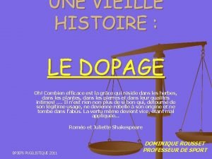 UNE VIEILLE HISTOIRE LE DOPAGE Oh Combien efficace