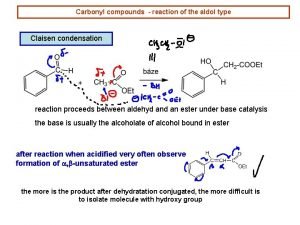 Carbonyl compounds reaction of the aldol type Claisen