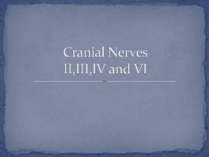 Cranial Nerves II IV and VI Nervul Optic