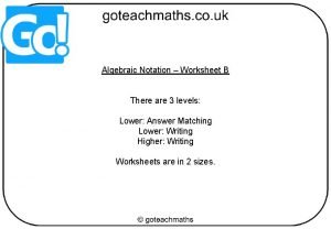 Algebra notation worksheet