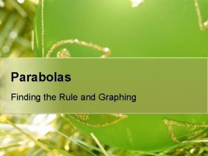 Parabolas Finding the Rule and Graphing Definitions The