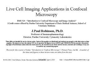 Live Cell Imaging Applications in Confocal Microscopy BMS