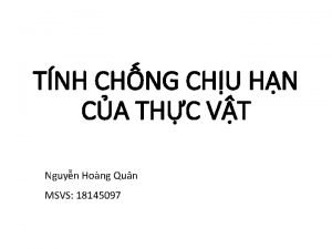 TNH CHNG CHU HN CA THC VT Nguyn