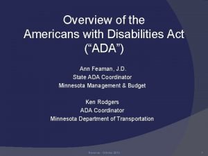 Overview of the Americans with Disabilities Act ADA