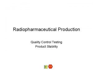 Radiopharmaceutical Production Quality Control Testing Product Stability STOP