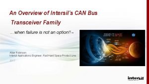 An Overview of Intersils CAN Bus Transceiver Family