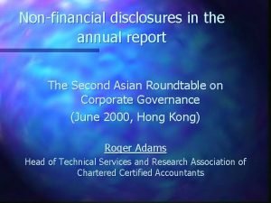 Nonfinancial disclosures in the annual report The Second