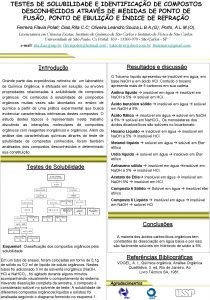 TESTES DE SOLUBILIDADE E IDENTIFICAO DE COMPOSTOS DESCONHECIDOS