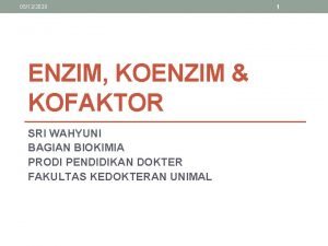 05122020 ENZIM KOENZIM KOFAKTOR SRI WAHYUNI BAGIAN BIOKIMIA