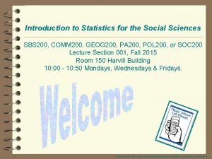 Introduction to Statistics for the Social Sciences SBS