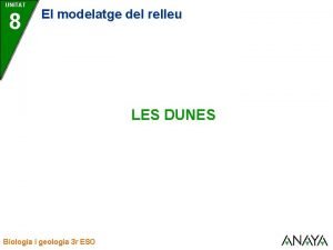 UNITAT 8 El modelatge del relleu LES DUNES