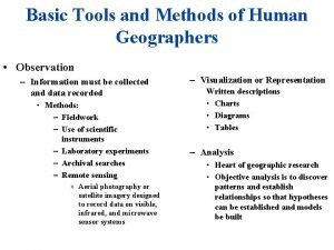 Basic Tools and Methods of Human Geographers Observation