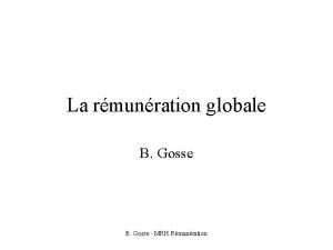 La rmunration globale B Gosse MRH Rmunration Dfinition