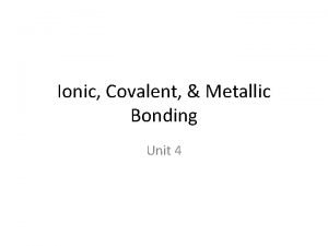 Ionic covalent metallic bonds
